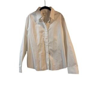 Coldwater Creek Women's White Button Down Shirt Cotton LS Blouse XL 18 EUC